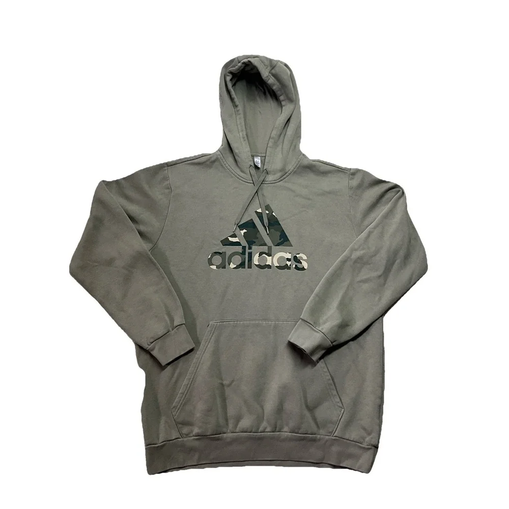 Adidas Mens Light Green Long Sleeve Pullover Hoodie Size L